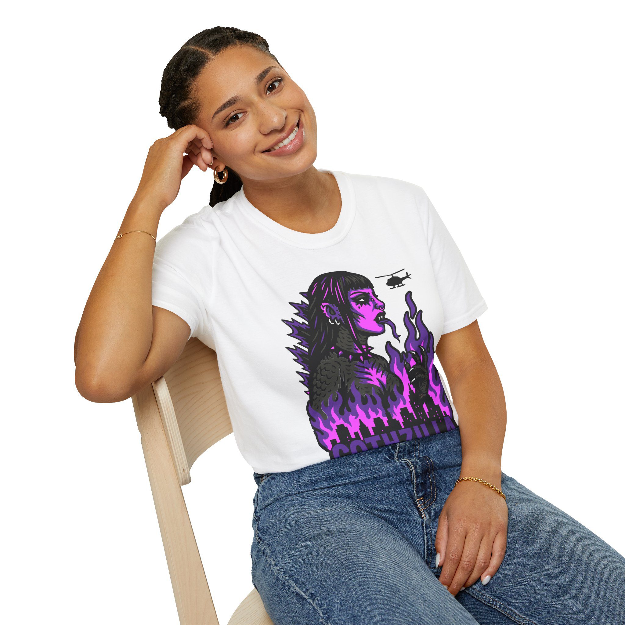 Gothzilla (Purple) Unisex T-Shirt - Image 20