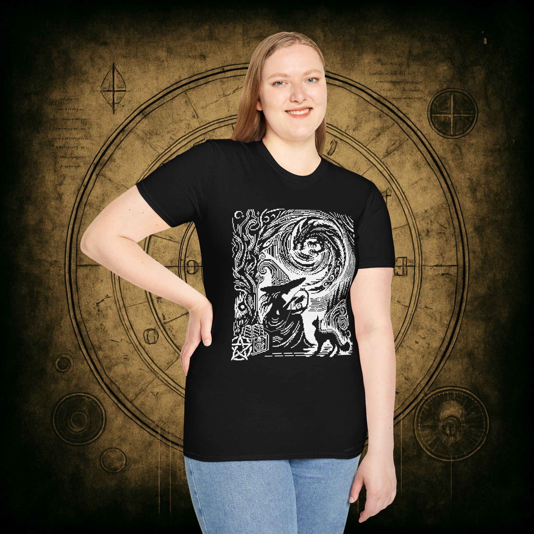Woodcut Stitch Witch Unisex T-Shirt - Image 11