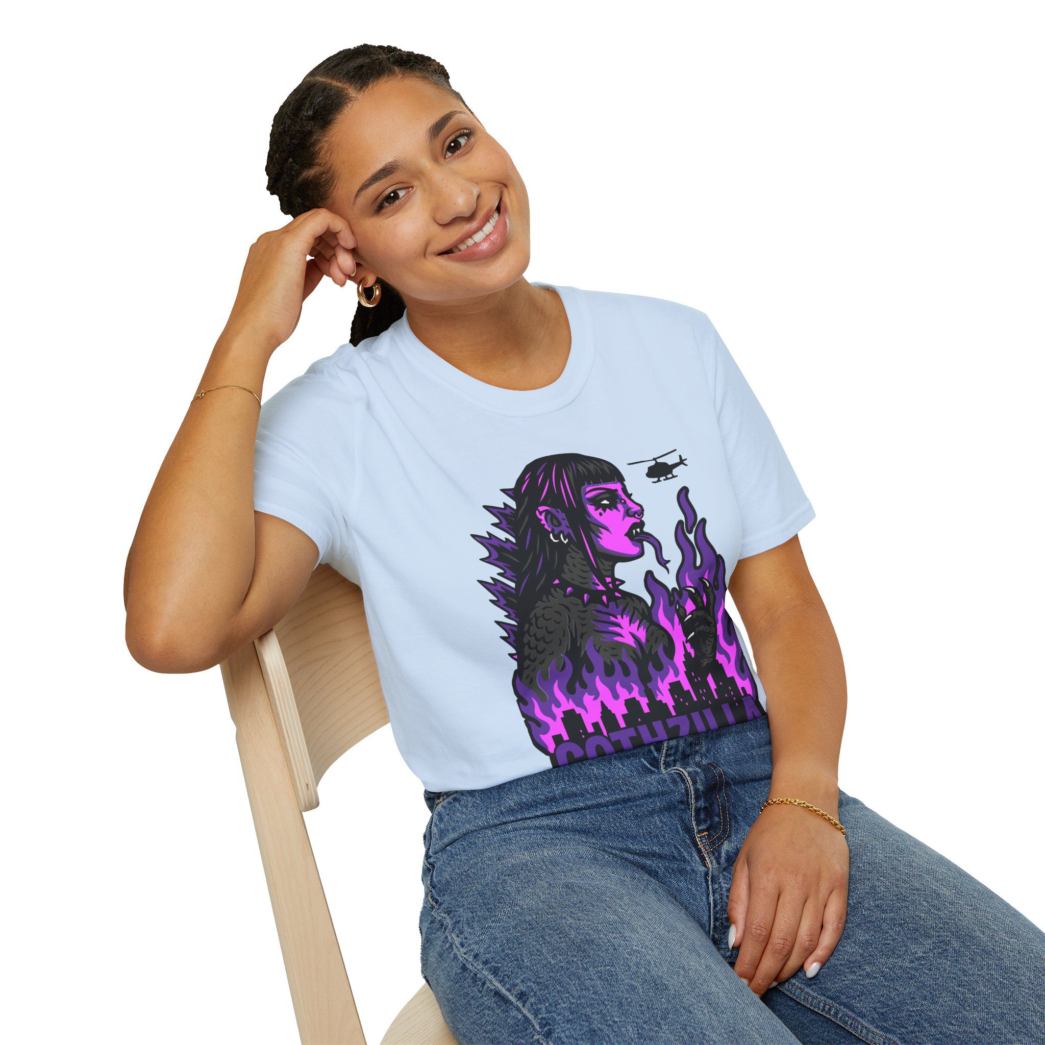 Gothzilla (Purple) Unisex T-Shirt - Image 56