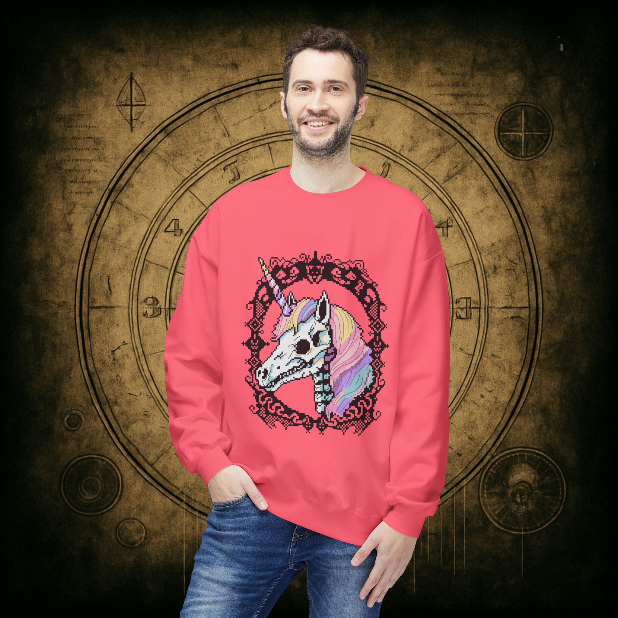 Pastel Goth Skeleton Unicorn Unisex Sweatshirt - Image 42