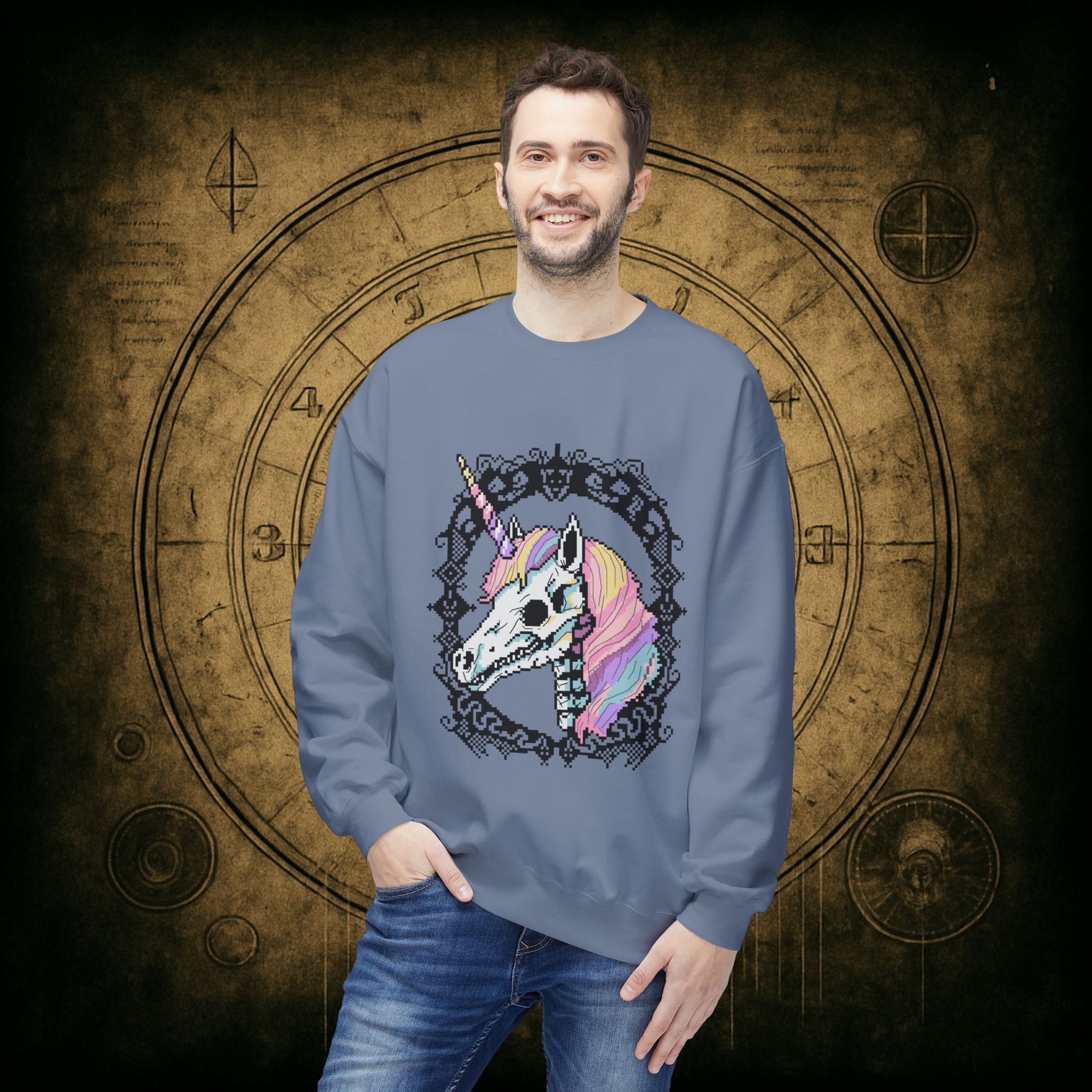 Pastel Goth Skeleton Unicorn Unisex Sweatshirt - Image 30