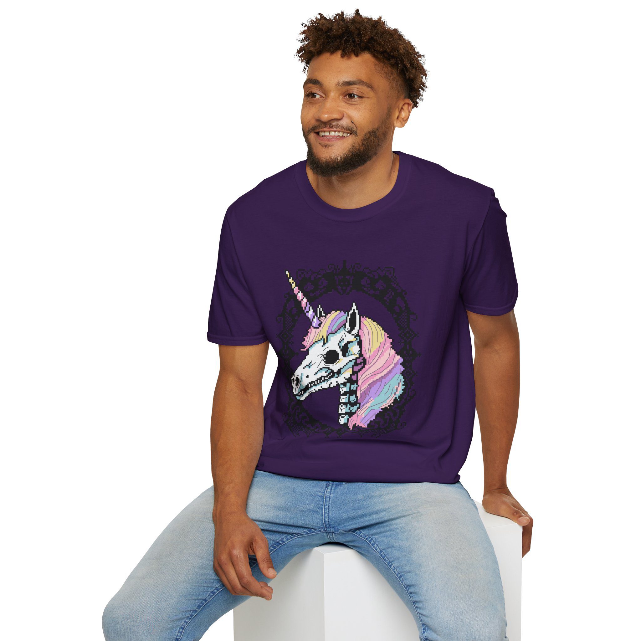 Pastel Goth Skeleton Unicorn Unisex T-shirt - Image 67