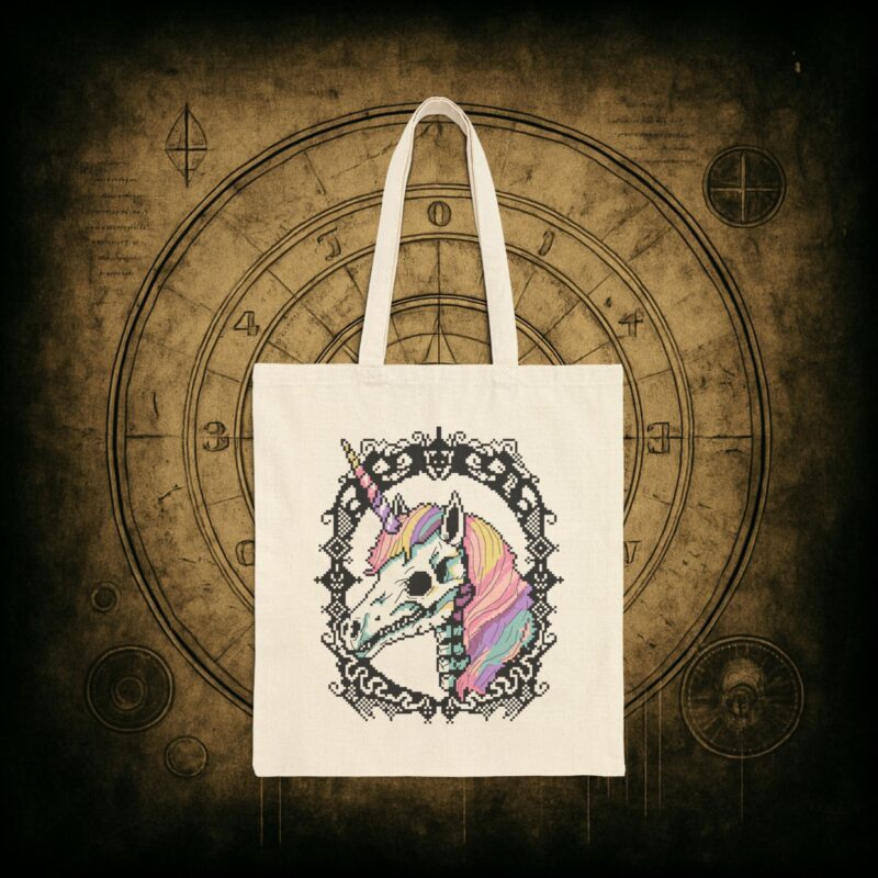 Pastel Goth Skeleton Unicorn Tote Bag