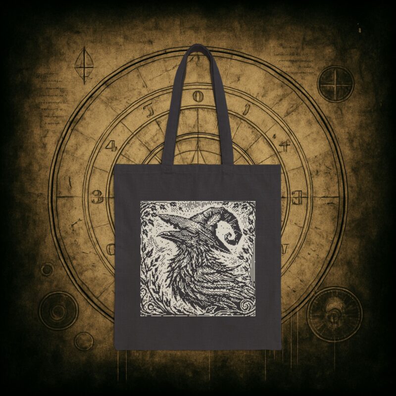 Woodcut Raven Tote Bag