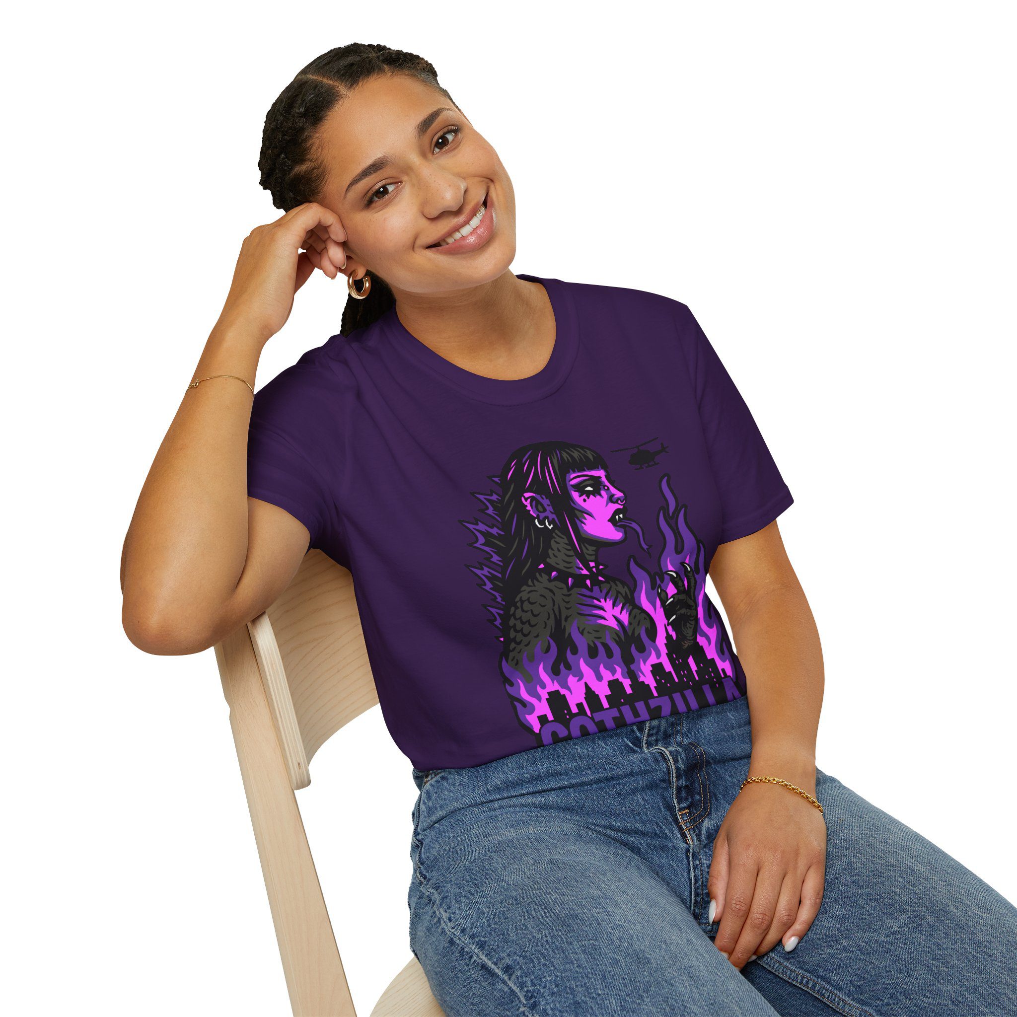 Gothzilla (Purple) Unisex T-Shirt - Image 4