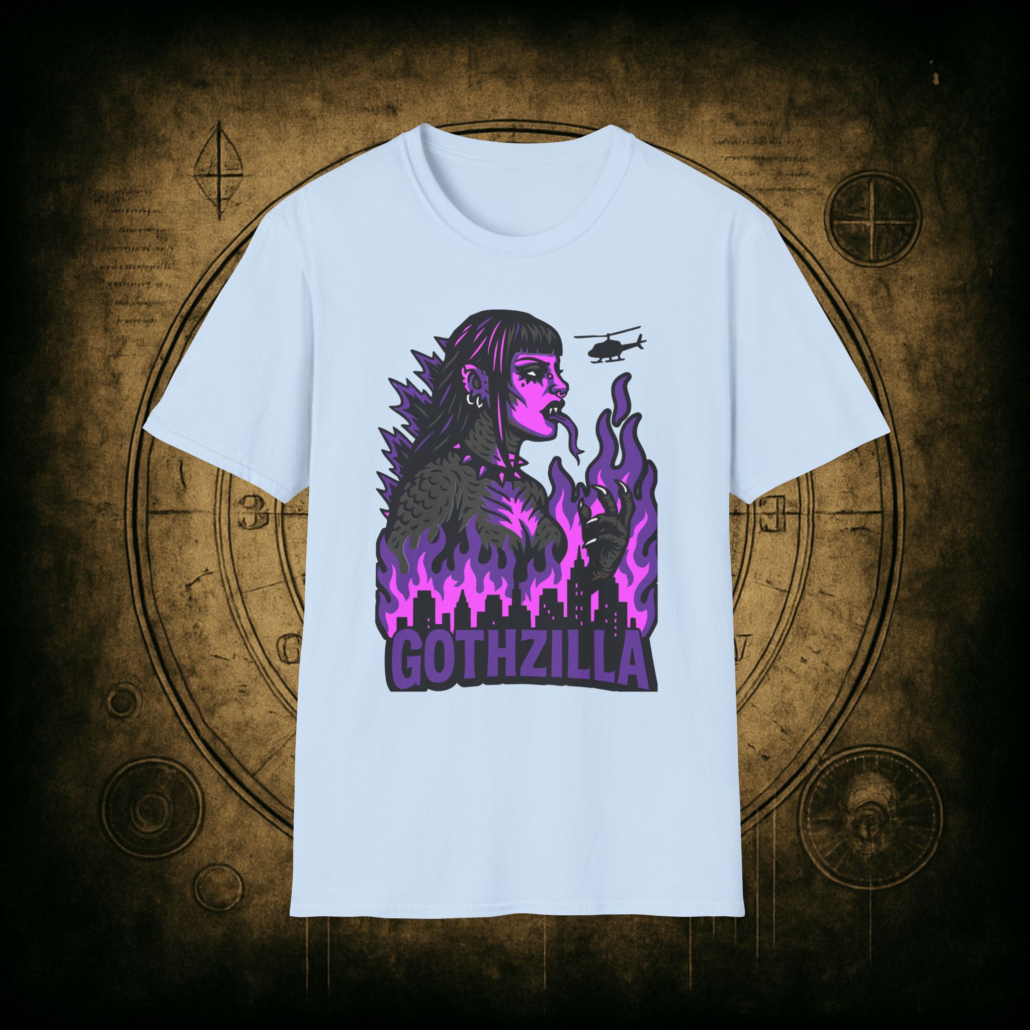 Gothzilla (Purple) Unisex T-Shirt - Image 53