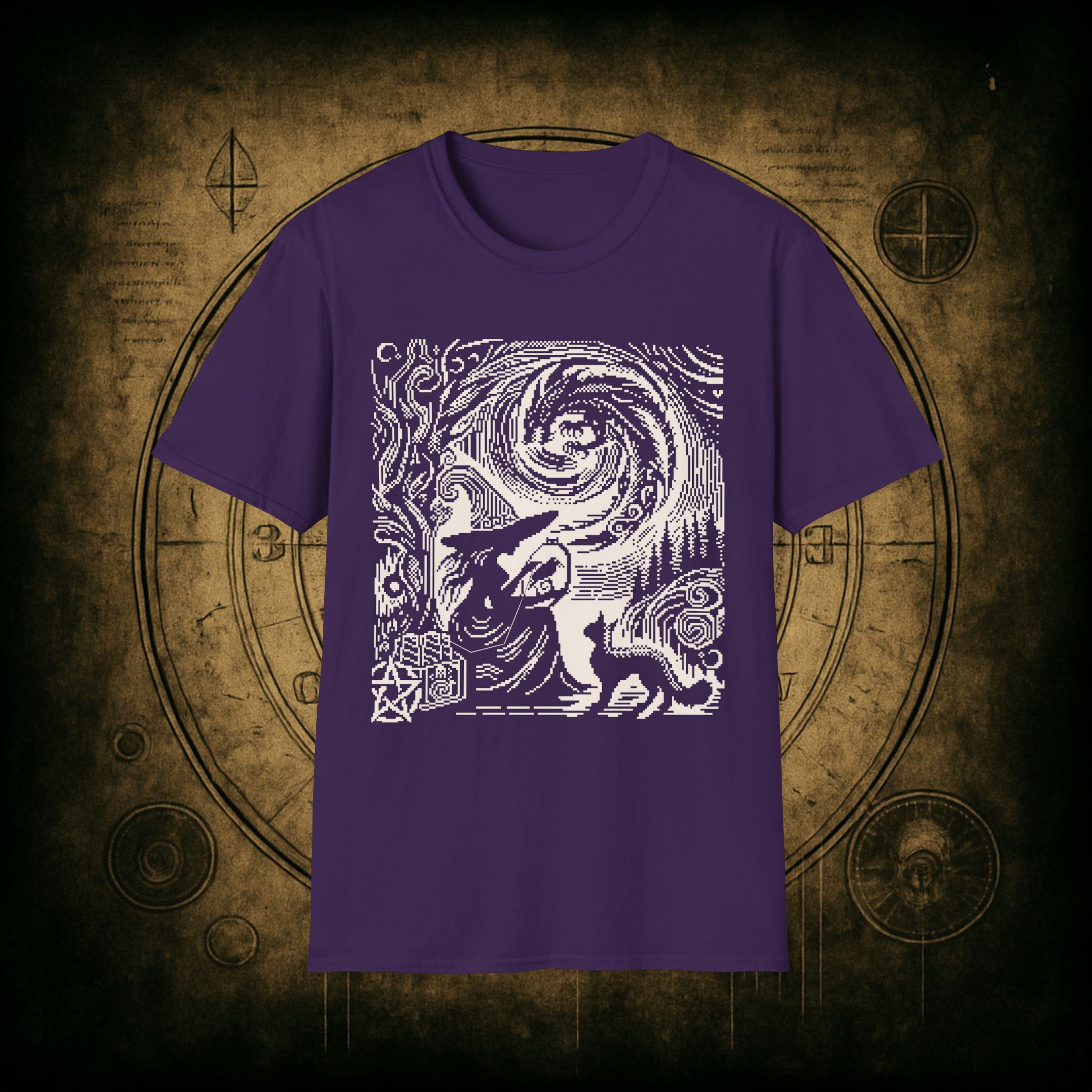 Woodcut Stitch Witch Unisex T-Shirt - Image 58