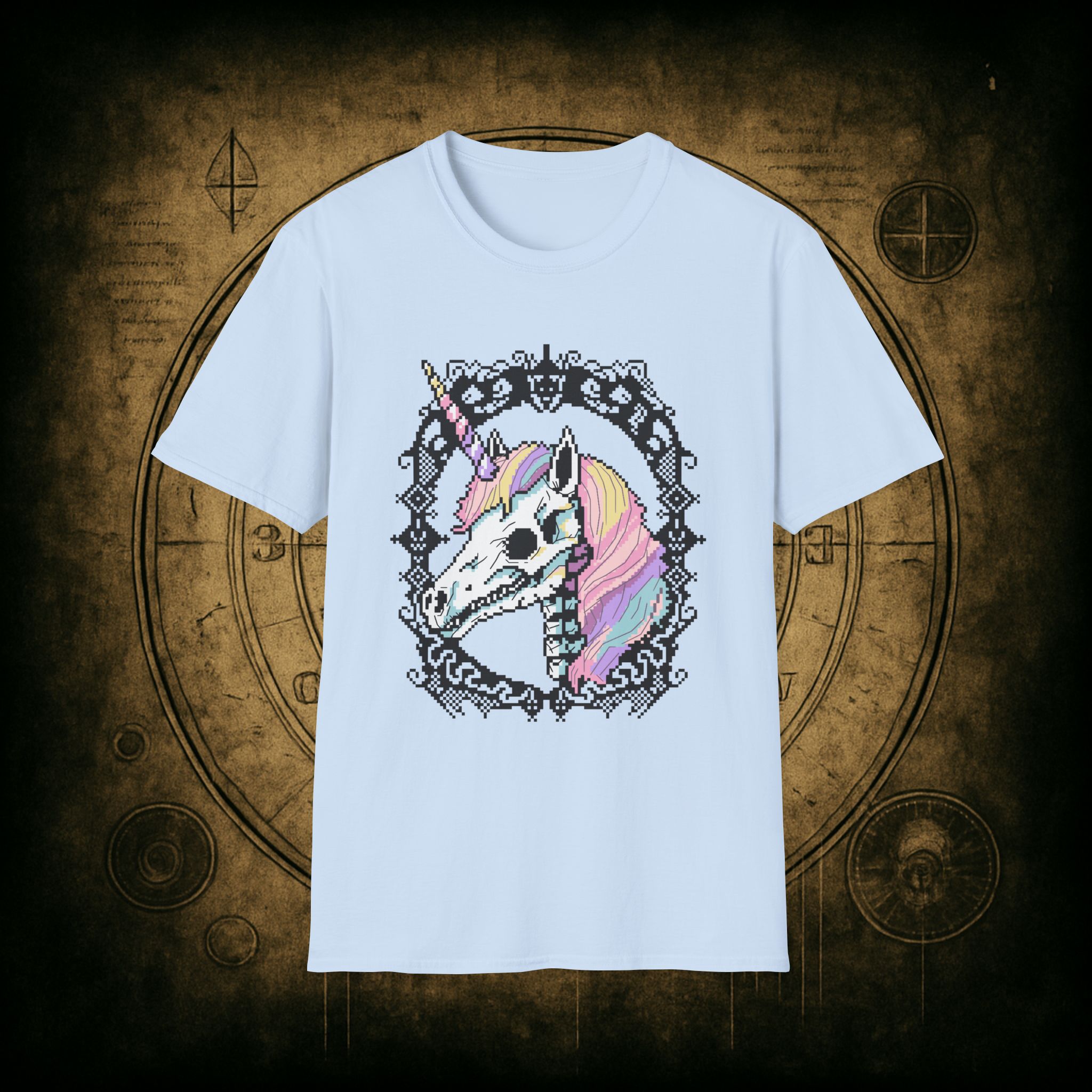 Pastel Goth Skeleton Unicorn Unisex T-shirt - Image 53