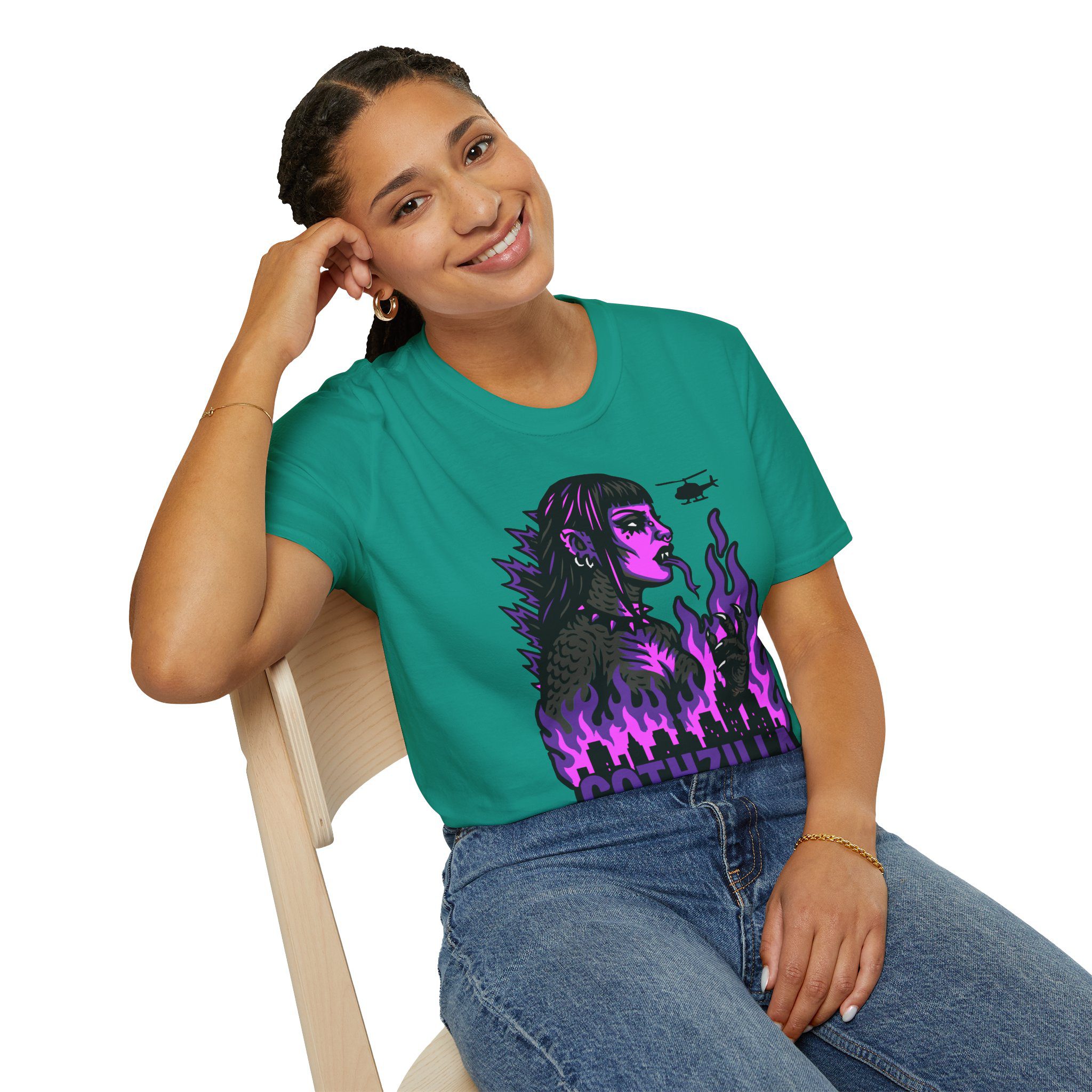 Gothzilla (Purple) Unisex T-Shirt - Image 51