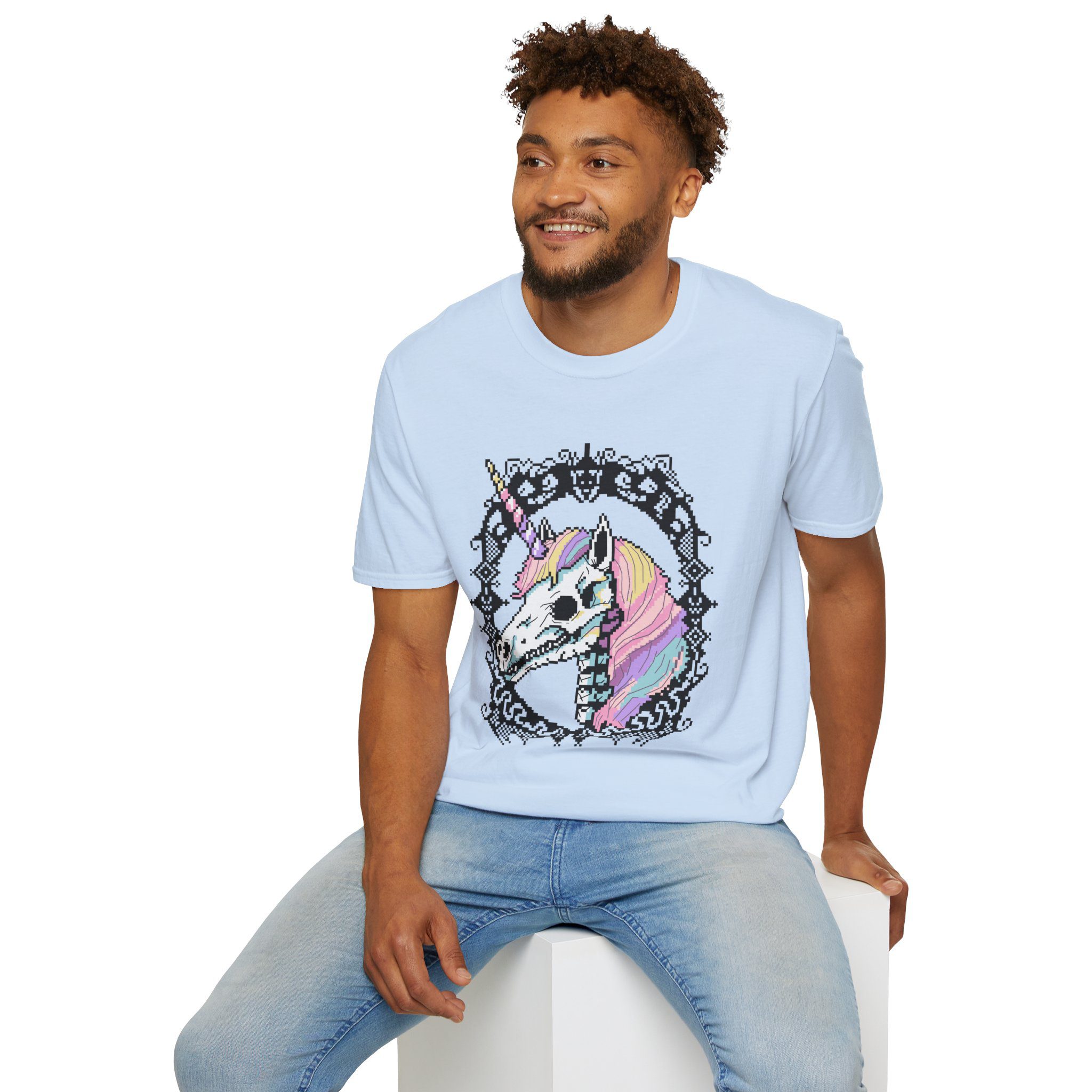 Pastel Goth Skeleton Unicorn Unisex T-shirt - Image 57