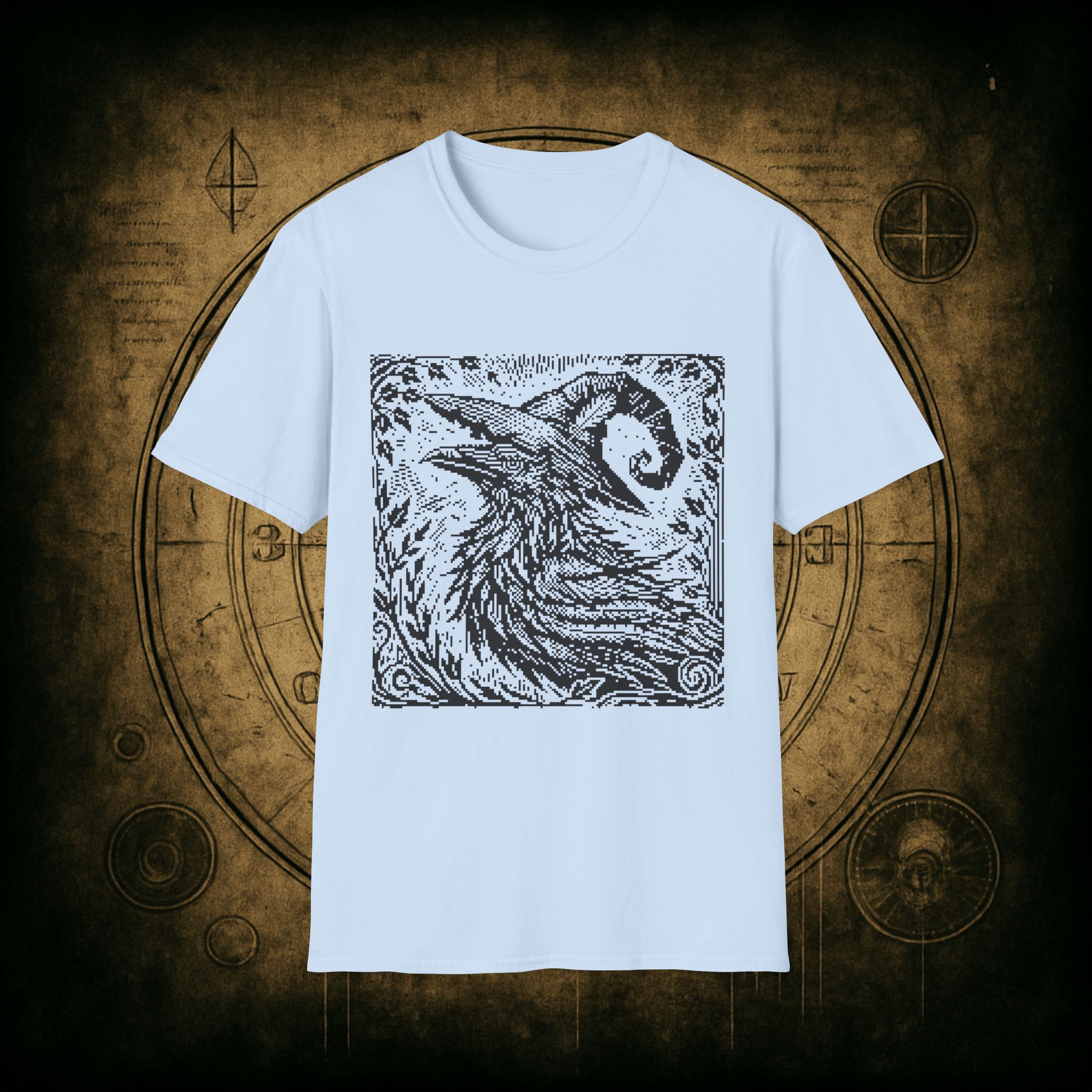 Woodcut Raven Unisex T-shirt - Image 48