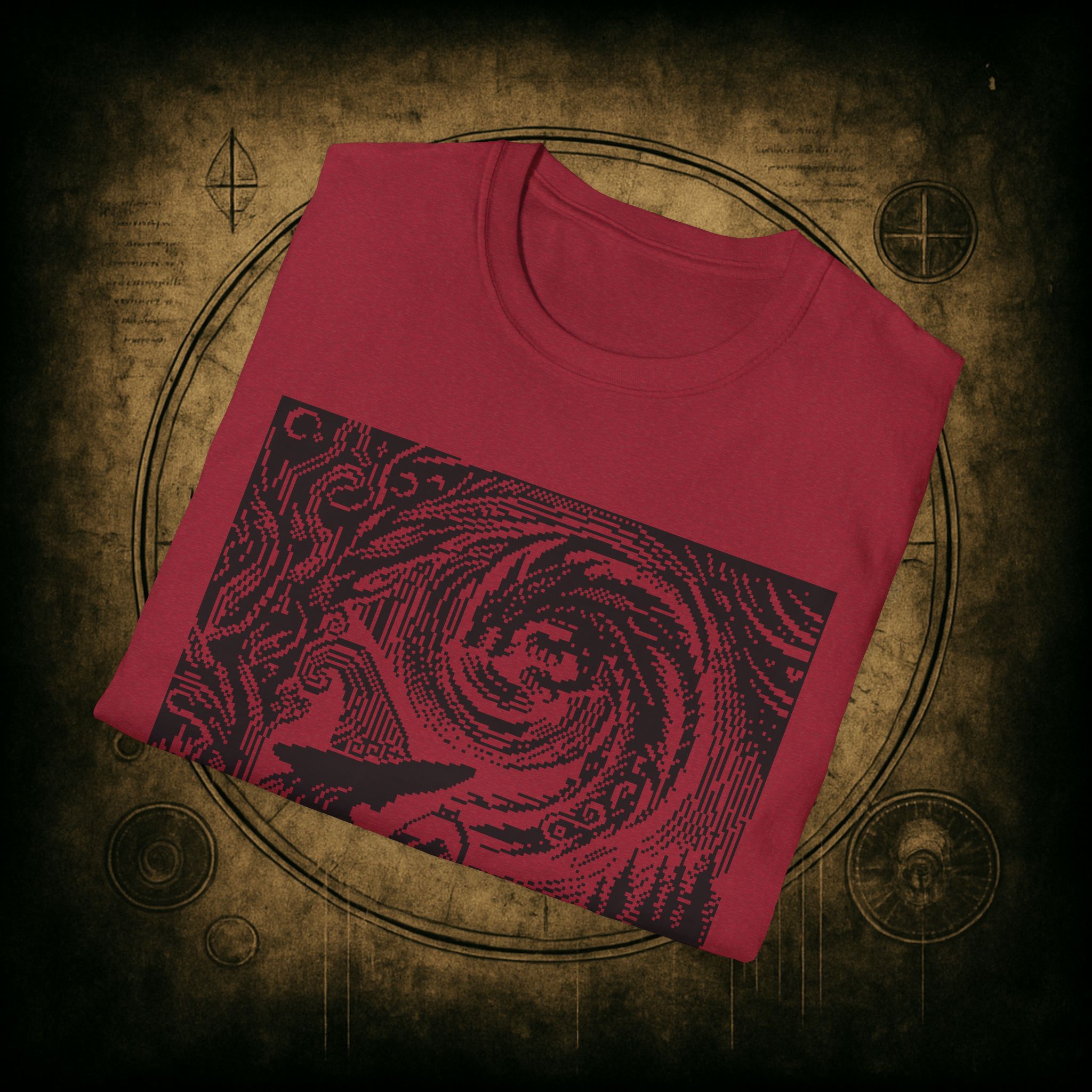 Woodcut Stitch Witch Unisex T-Shirt - Image 74