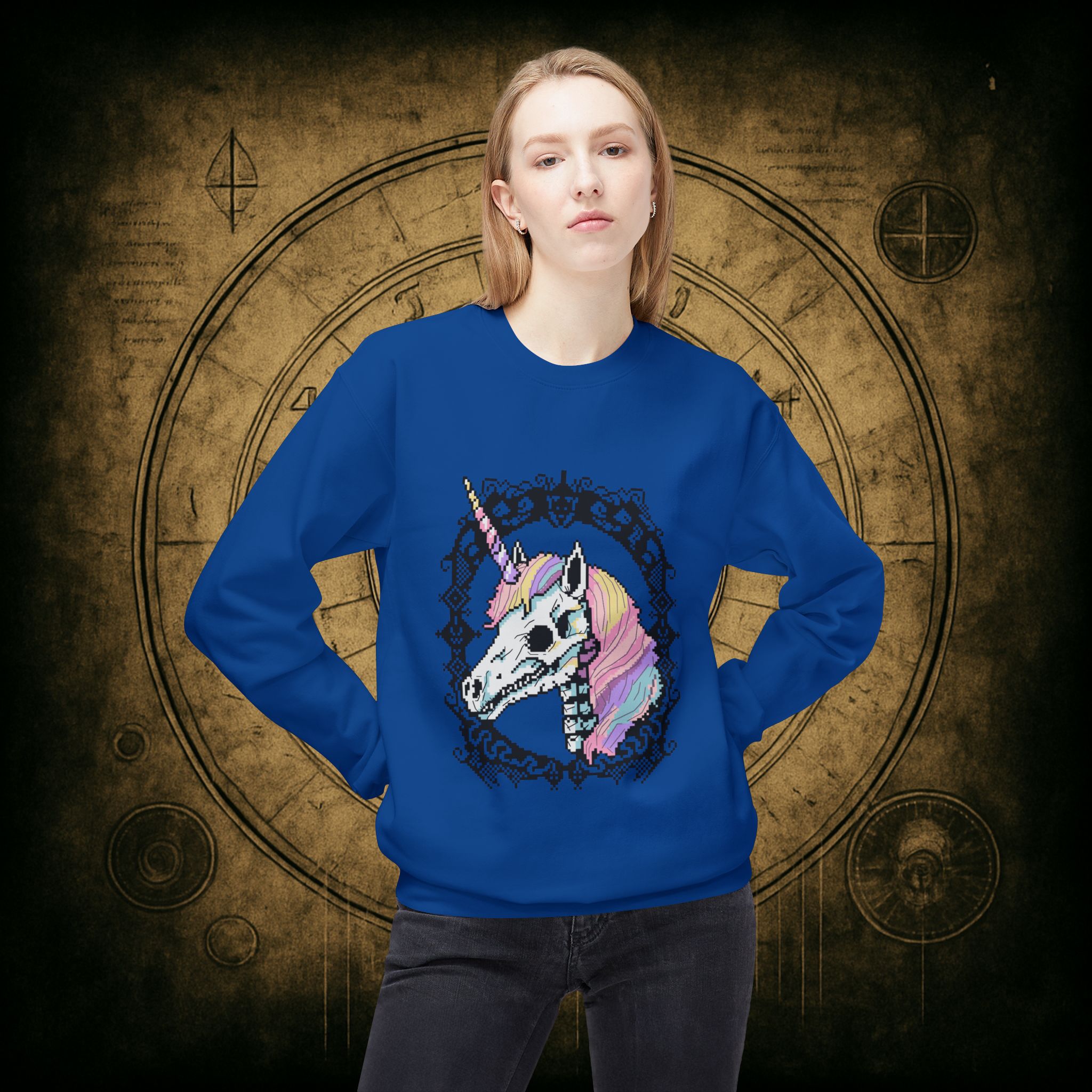 Pastel Goth Skeleton Unicorn Unisex Sweatshirt - Image 32