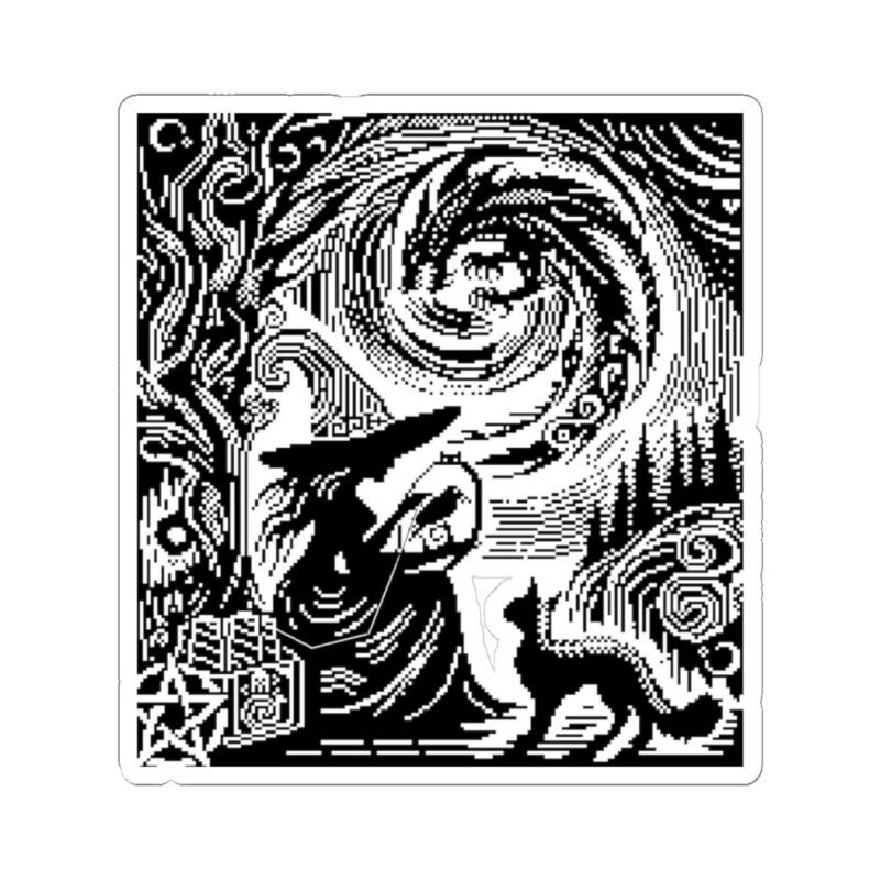 Woodcut Stitch Witch Kiss-Cut Sticker