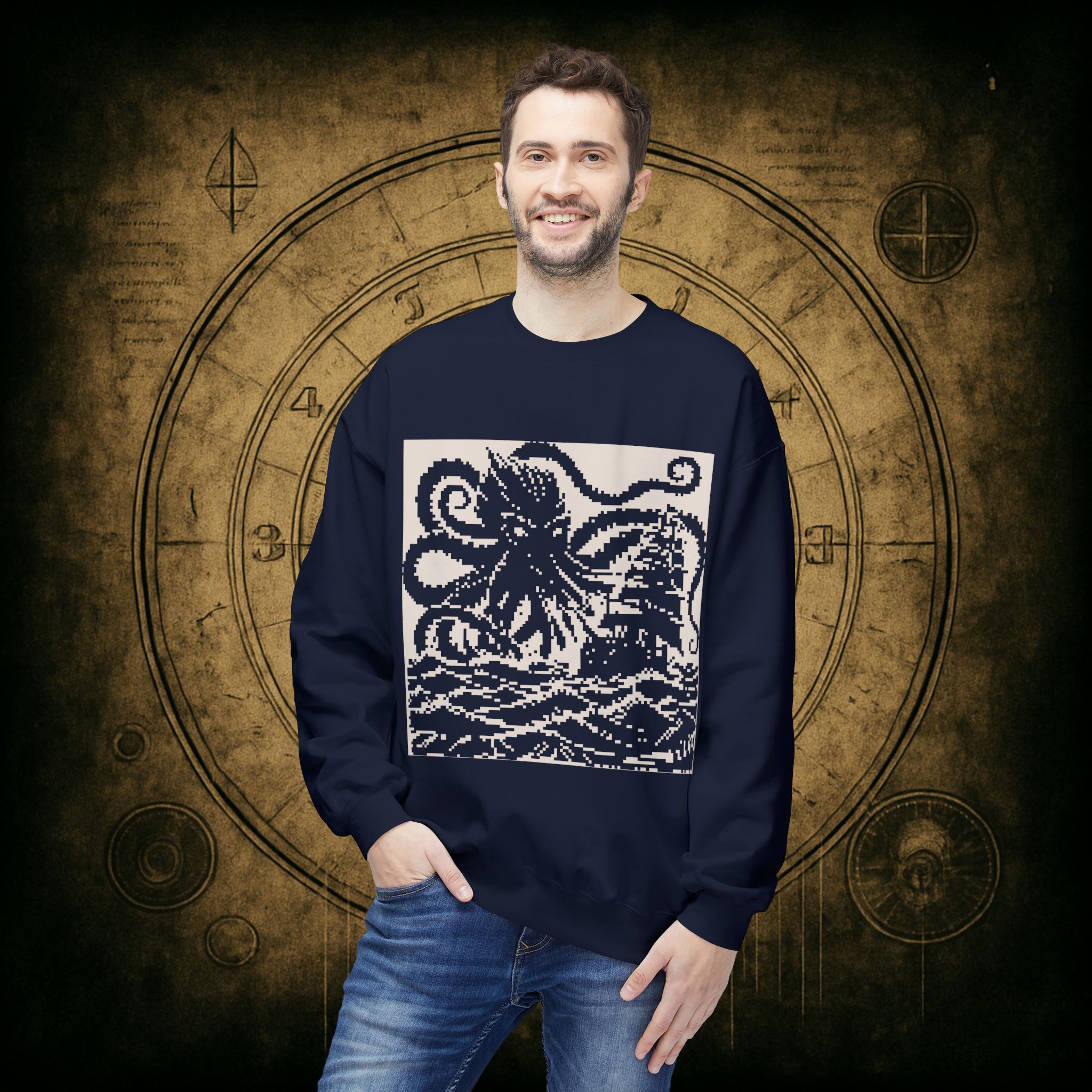 Woodcut Kraken Unisex Sweatshirt - Image 36