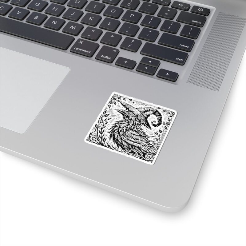 Woodcut Raven Kiss-Cut Sticker - Image 8