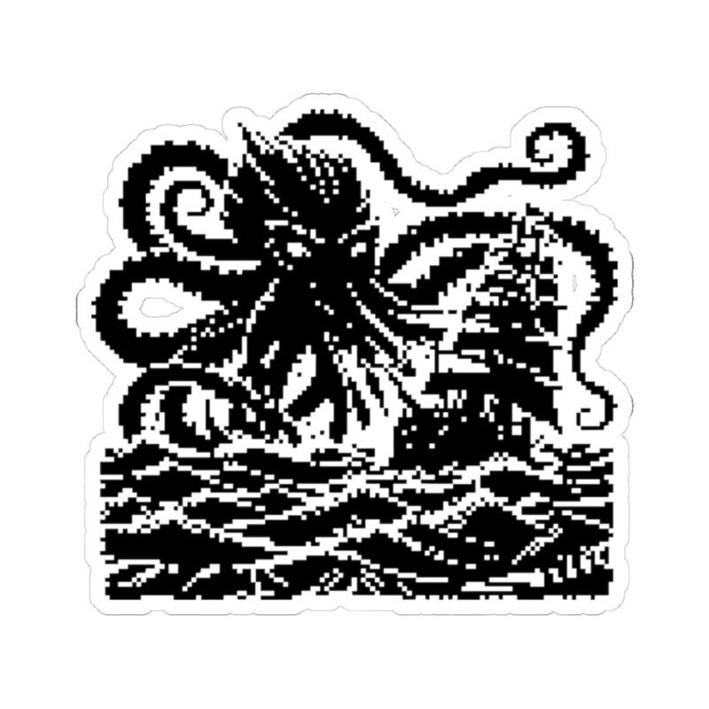Woodcut Kraken Kiss-Cut Sticker