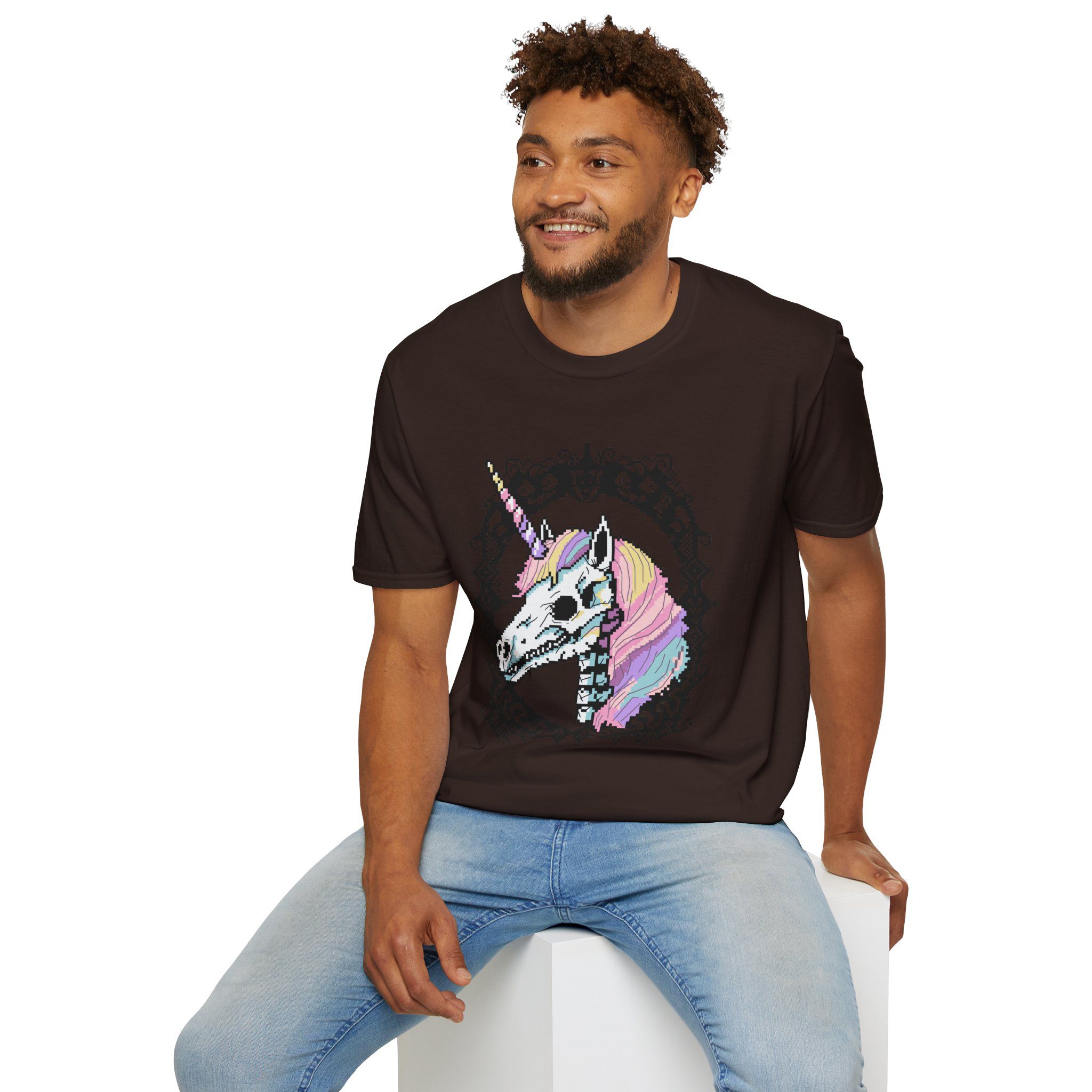 Pastel Goth Skeleton Unicorn Unisex T-shirt - Image 42