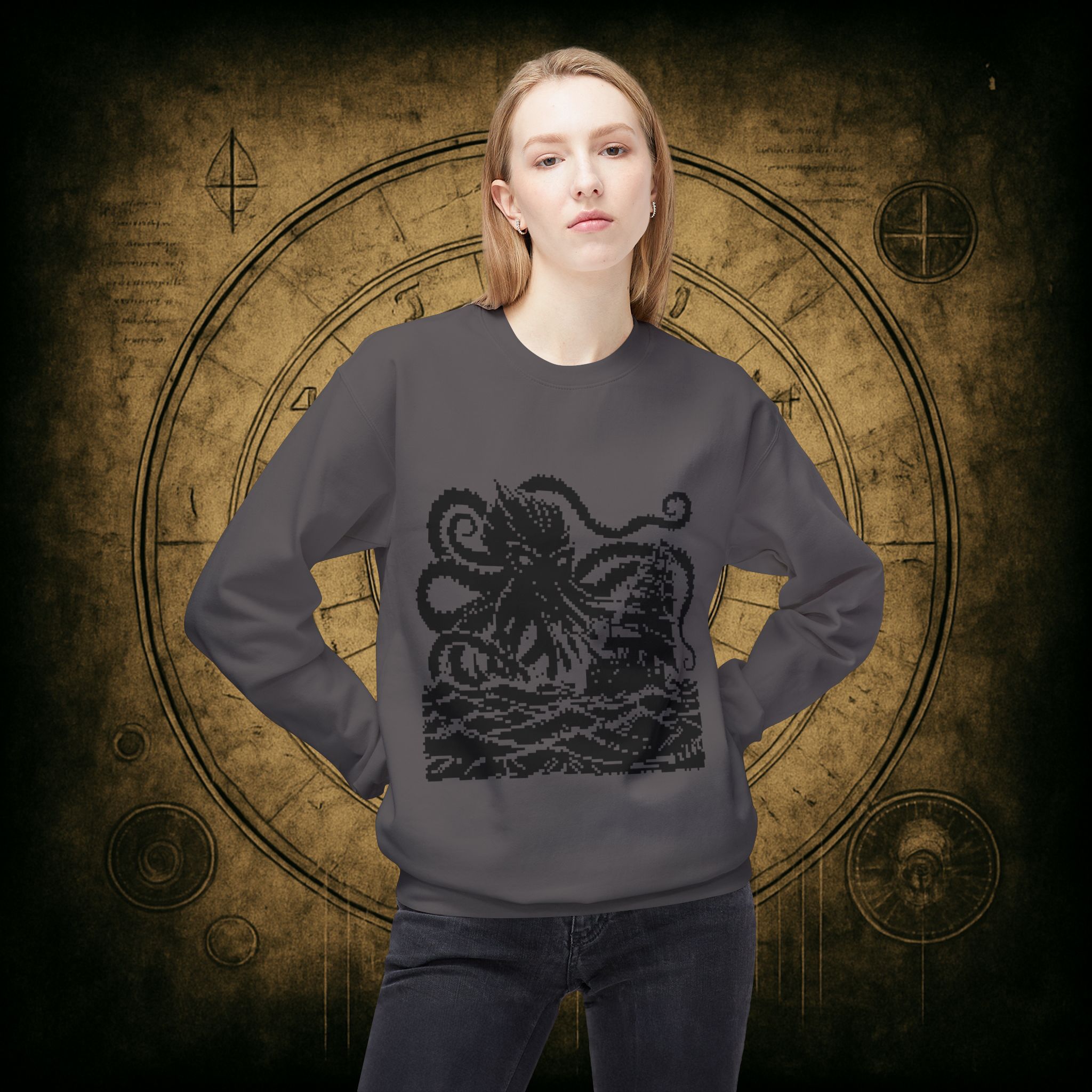 Woodcut Kraken Unisex Sweatshirt - Image 29