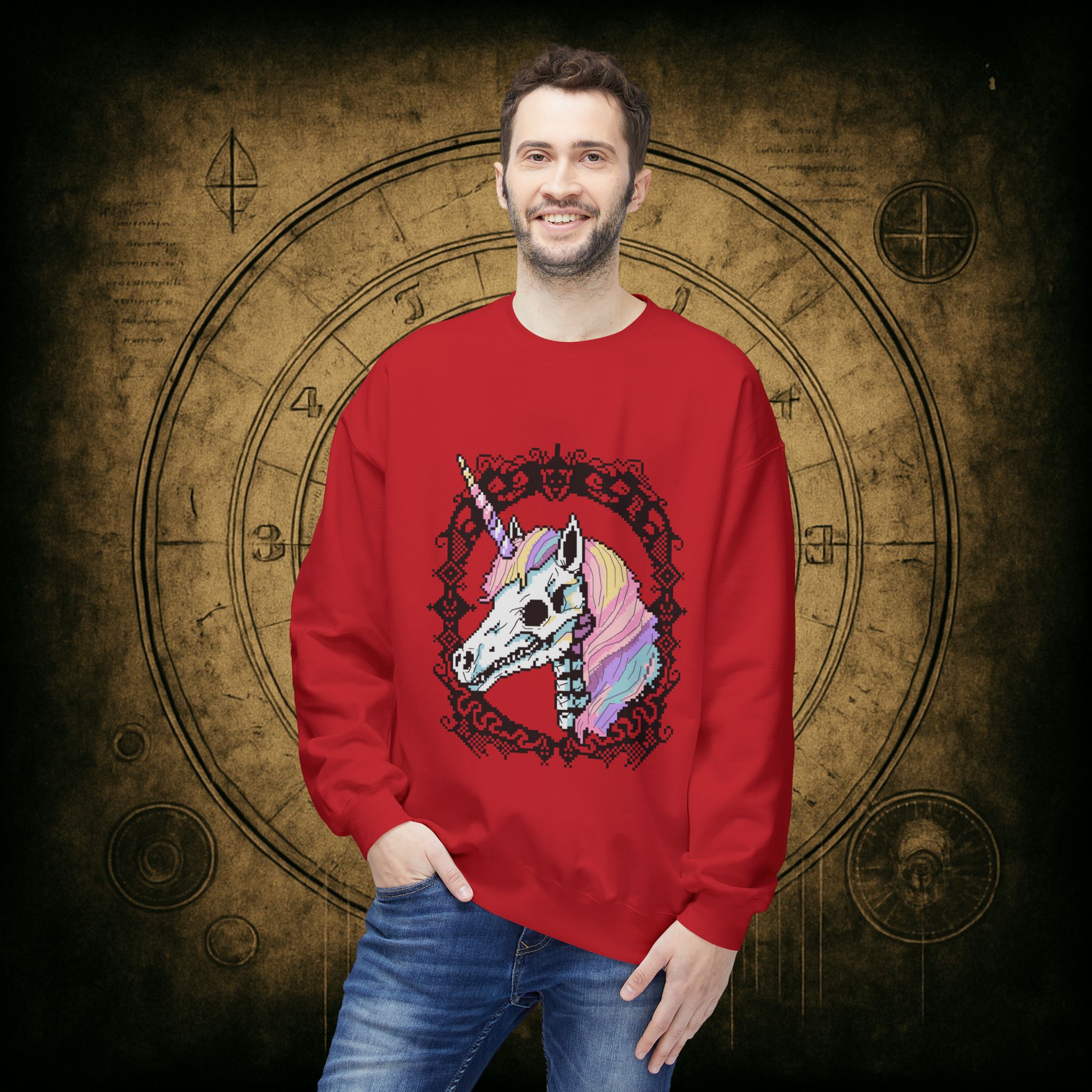 Pastel Goth Skeleton Unicorn Unisex Sweatshirt - Image 6