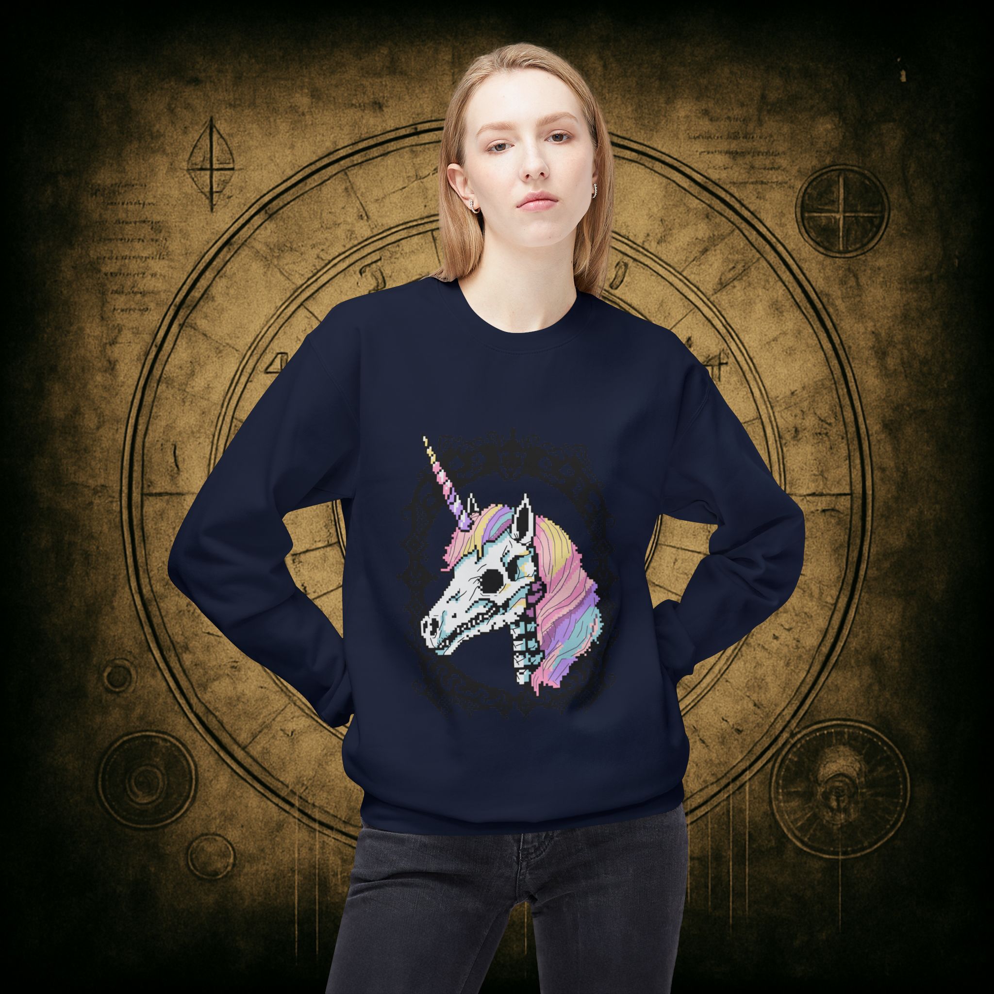 Pastel Goth Skeleton Unicorn Unisex Sweatshirt - Image 35