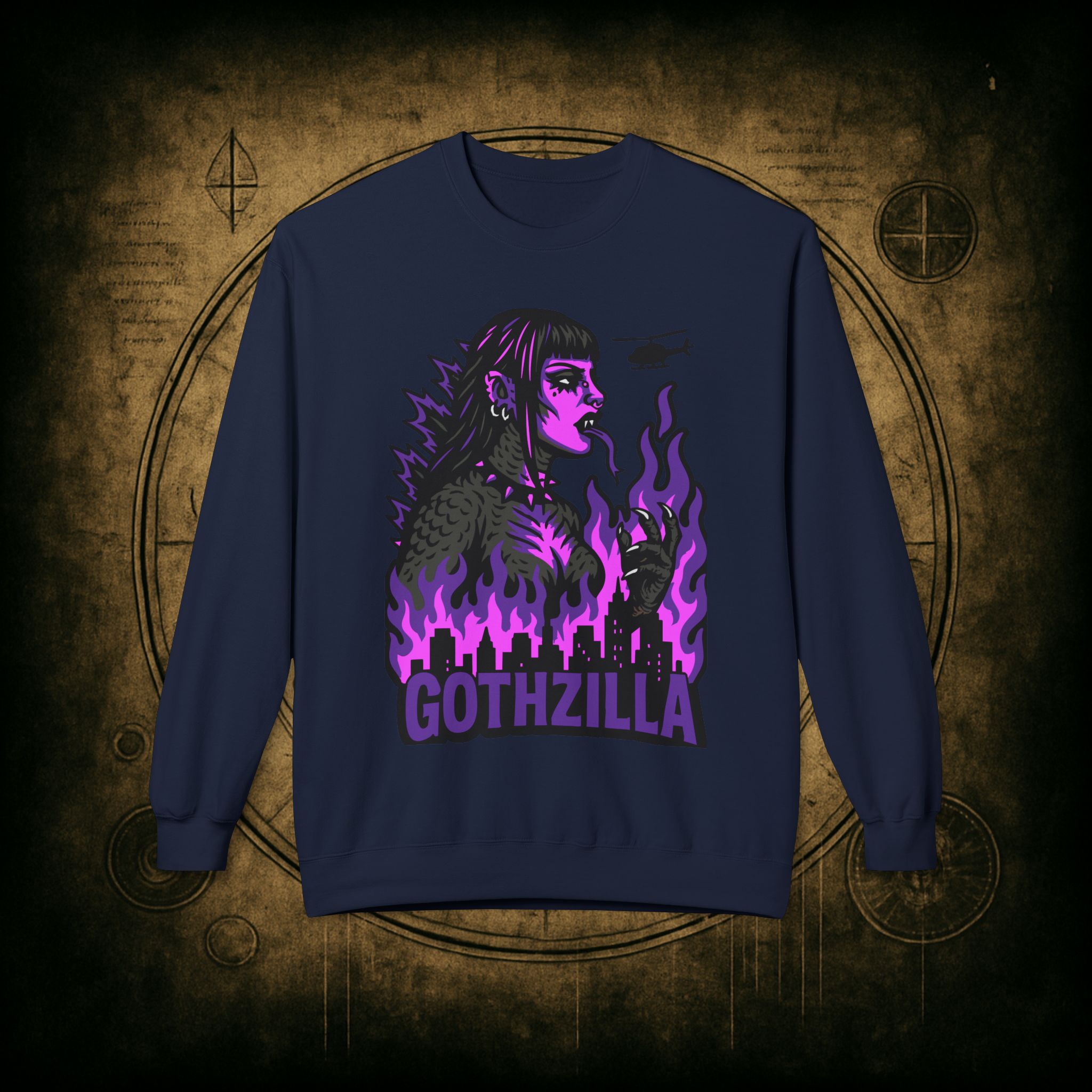 Gothzilla (Purple) Unisex Sweatshirt - Image 34