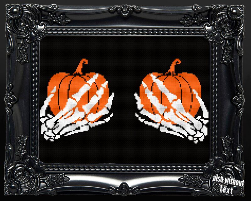 Hold my Pumpkins Funny Cross Stitch Pattern - Image 2