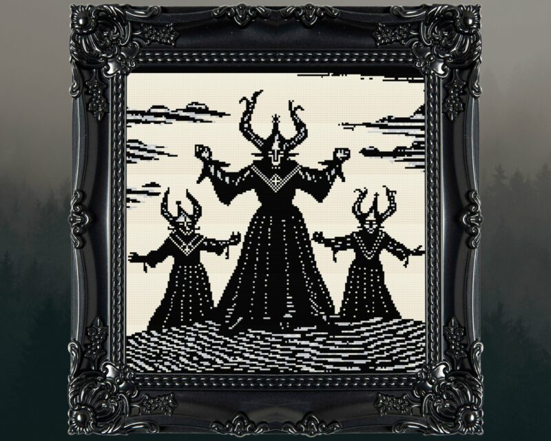 Dancing Witches Woodcut Baphomet Cross Stitch Pattern - Image 2