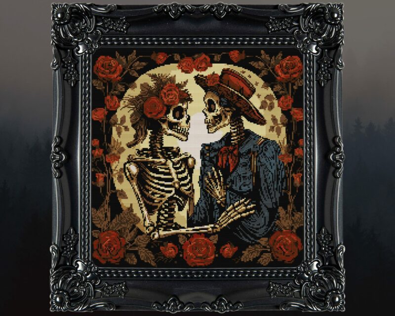 Skeleton Couple Cross Stitch Pattern - Image 3