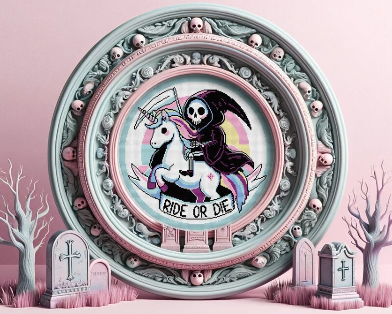 Pastel Goth Cross Stitch Pattern Set-5 Designs - Image 2