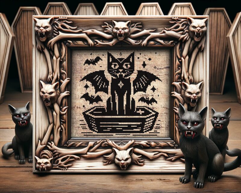 Vampire Cat Cross Stitch Pattern - Image 2