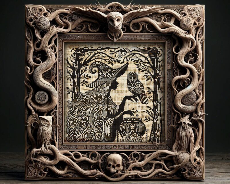 Woodcut Witches Cross Stitch Pattern Bundle -20 Designs - Image 5