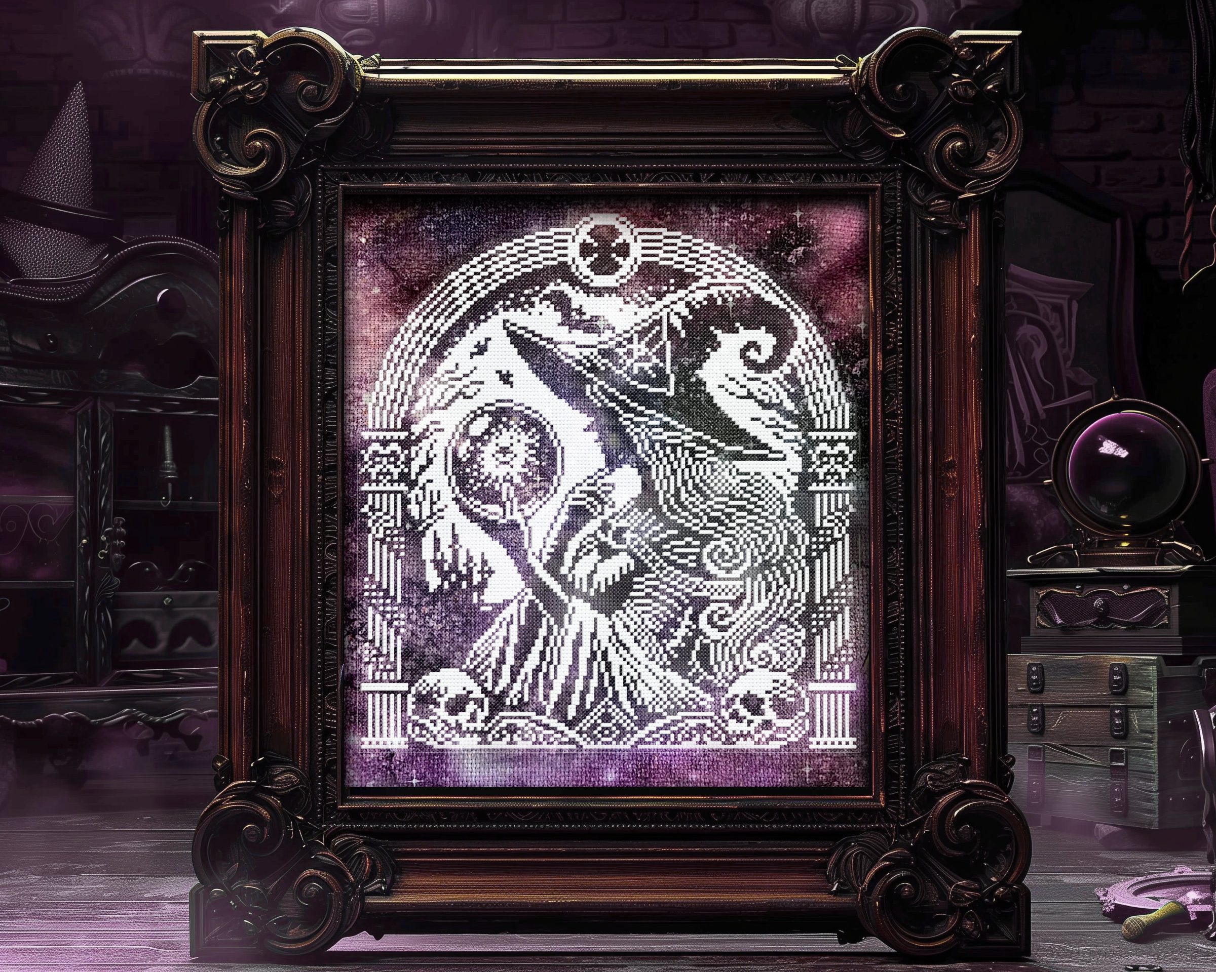 Woodcut Oracle Witch Cross Stitch Pattern - Image 6