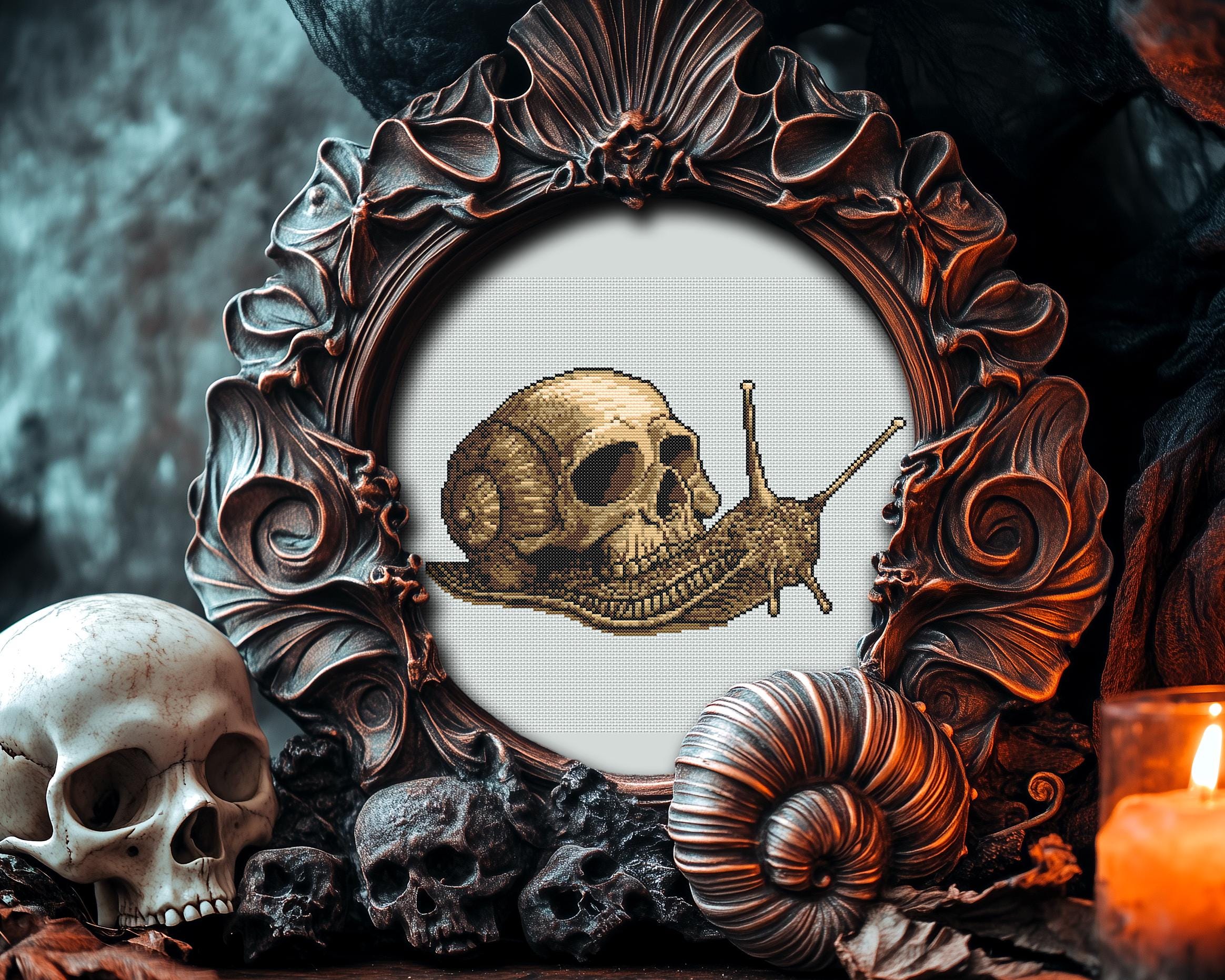 Skull Snail Cross Stitch Pattern - Image 3