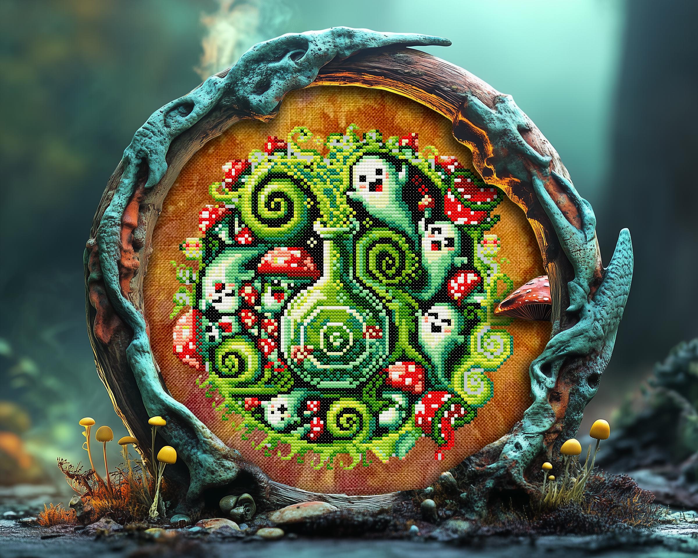 Ghosts Spirals Mushrooms Potion Cross Stitch Pattern - Image 5