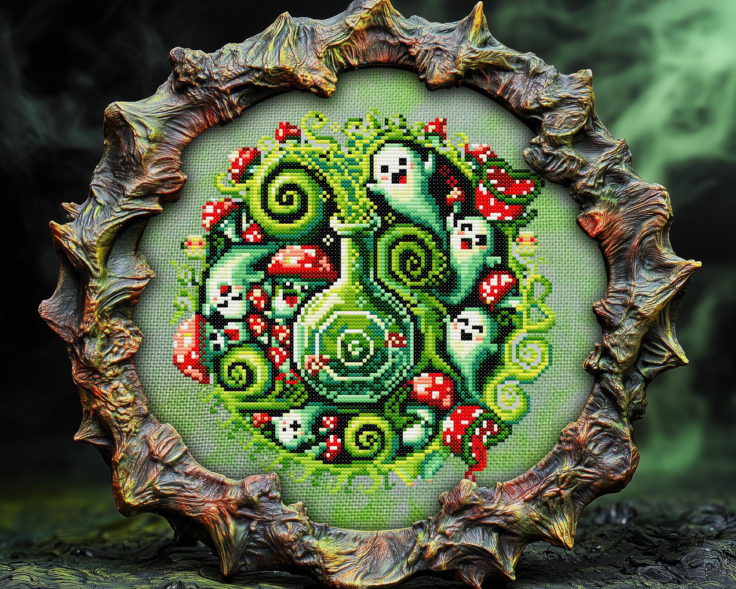 Ghosts Spirals Mushrooms Potion Cross Stitch Pattern - Image 3