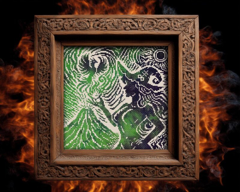 Woodcut Pyromancer Witch Cross Stitch Pattern - Image 4