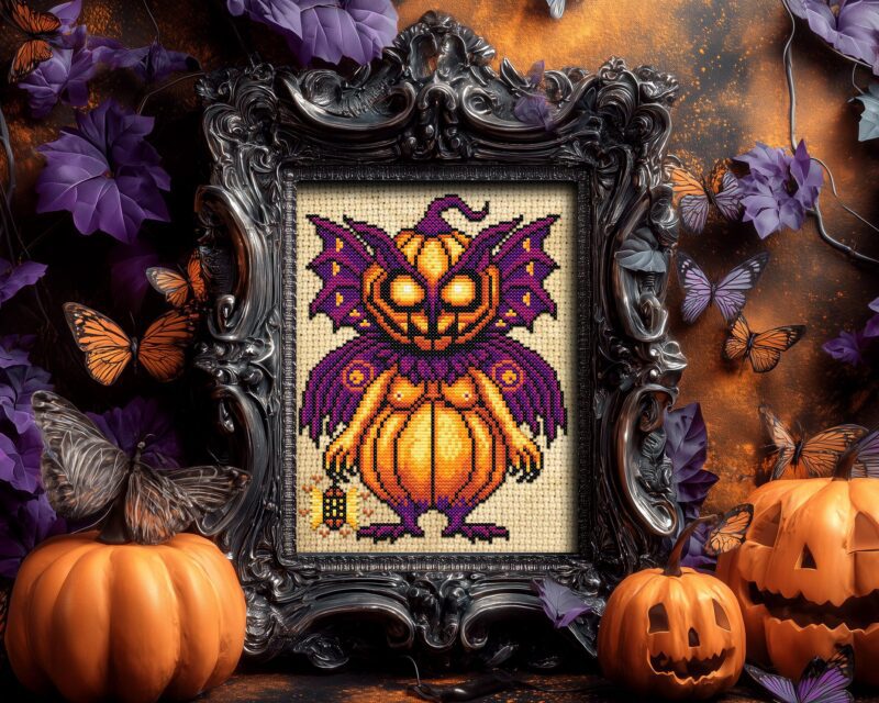 Moth O'Lantern Cross Stitch Patter