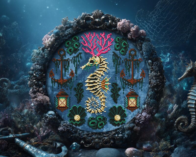 Coral Seahorse Cross Stitch Pattern - Image 2