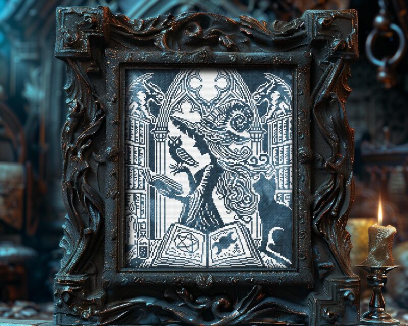Woodcut Lore Keeper Cross Stitch Pattern - Image 2