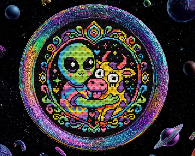 Space Cow Cross Stitch Pattern