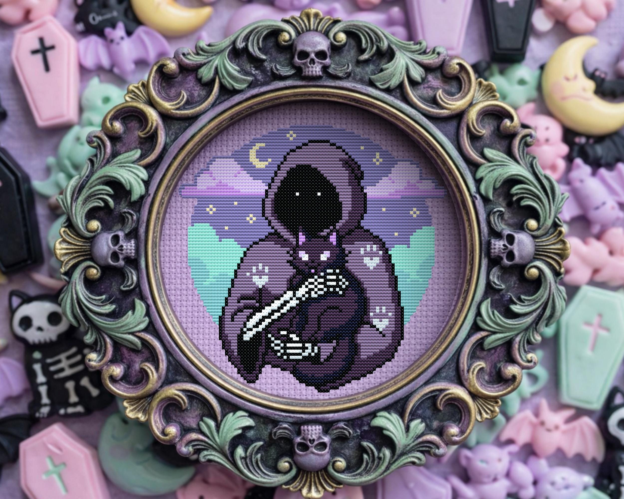 Harbinger of Cat Cross Stitch Pattern