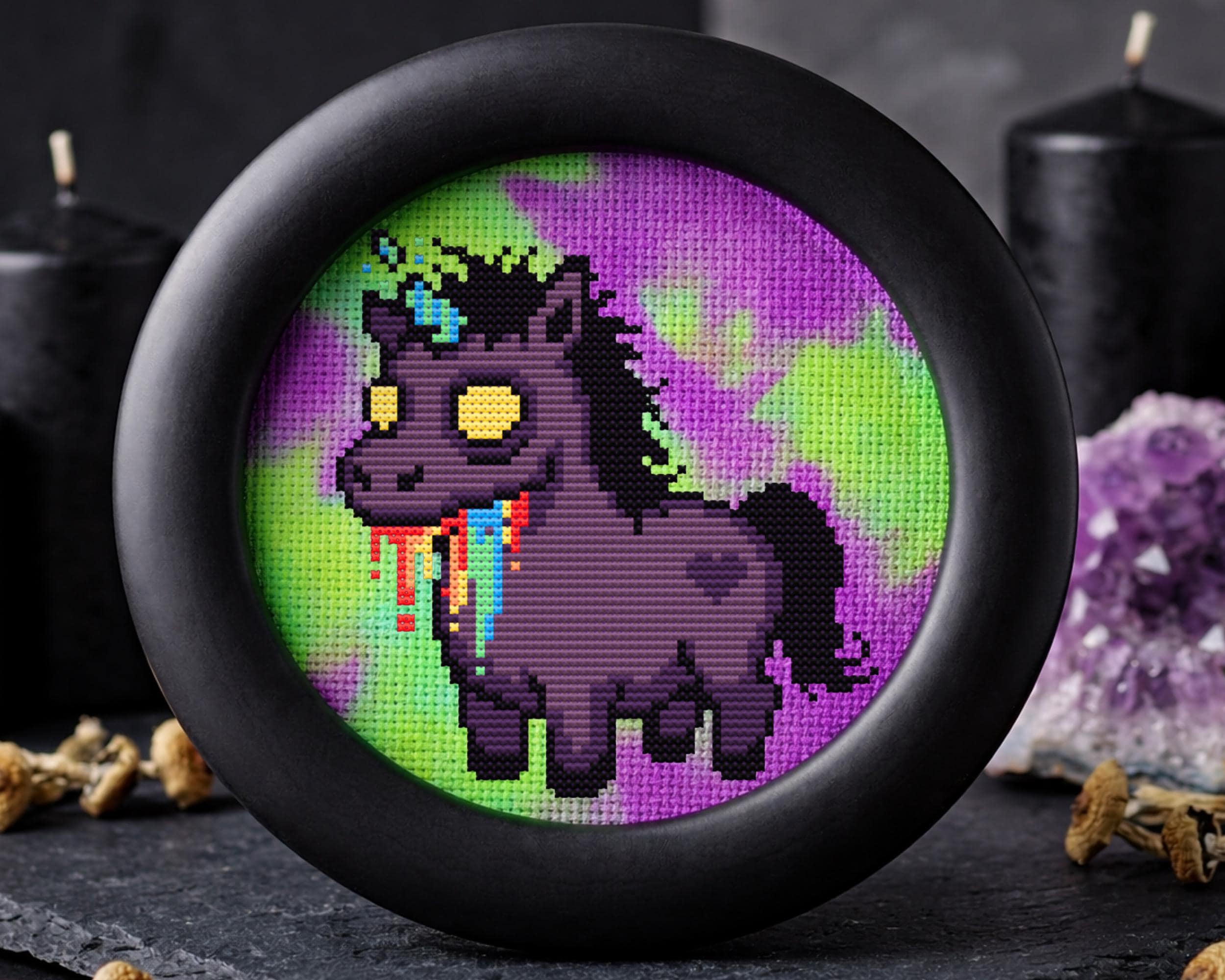 Pastel Goth Unicorn Cross Stitch Pattern