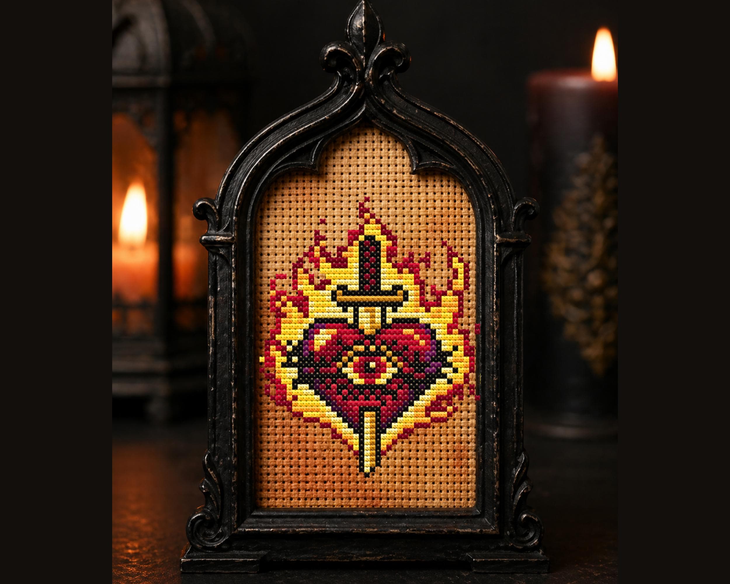 Small Sacred Heart Cross Stitch Pattern